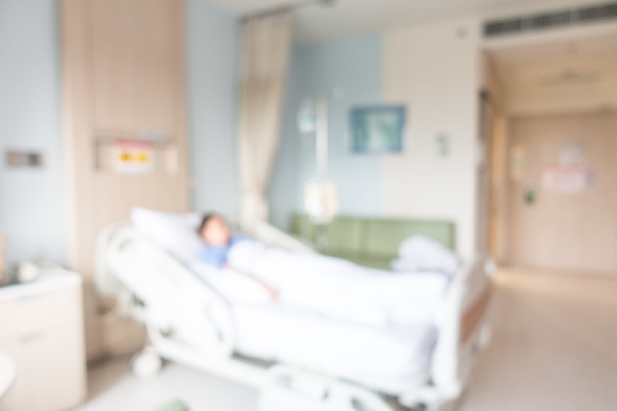 Abstract blur hospital room interior for background